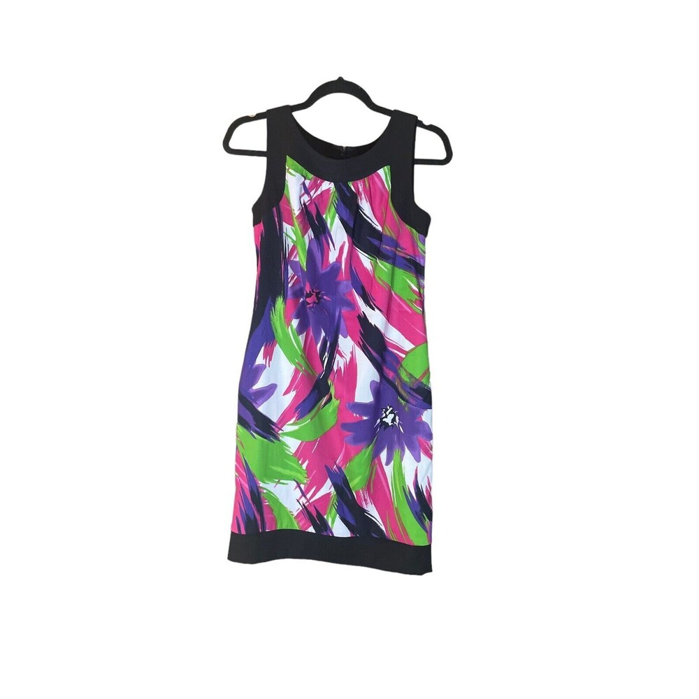 Alyx Dress Size 4 Green White Pink Purple Black Sleeveless Zip Back.‎ W/POCKETS!